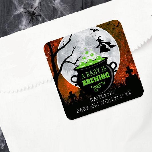 Een Baby breekt halloween Baby shower Vierkante Sticker