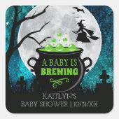 Een Baby breekt halloween Baby shower Vierkante Sticker (Voorkant)