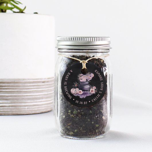 Een Baby breekt | Halloween Cauldron Baby shower Bedankjes Labels