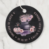 Een Baby breekt | Halloween Cauldron Baby shower Bedankjes Labels (Voorkant)