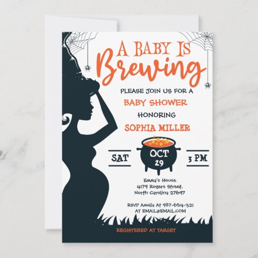 Een Baby breekt halloween heks Baby shower Kaart (Voorkant)