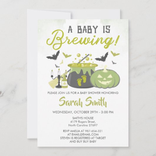 Een Baby breekt halloween heks Baby shower Kaart (Voorkant)