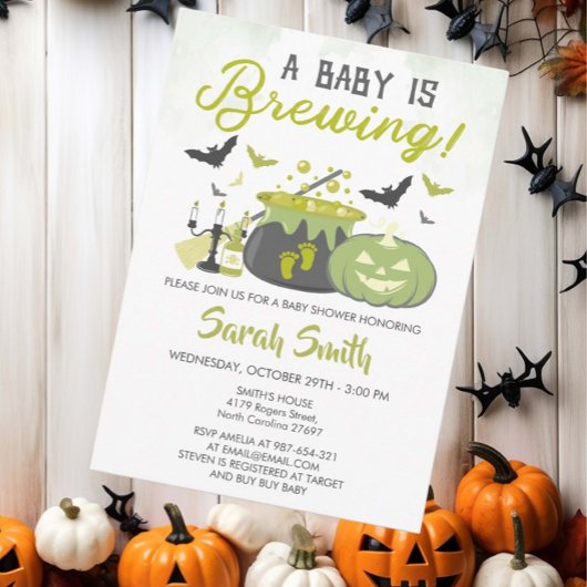 Een Baby breekt halloween heks Baby shower Kaart