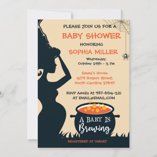 Een Baby breekt halloween heks Baby shower Kaart (Voorkant)