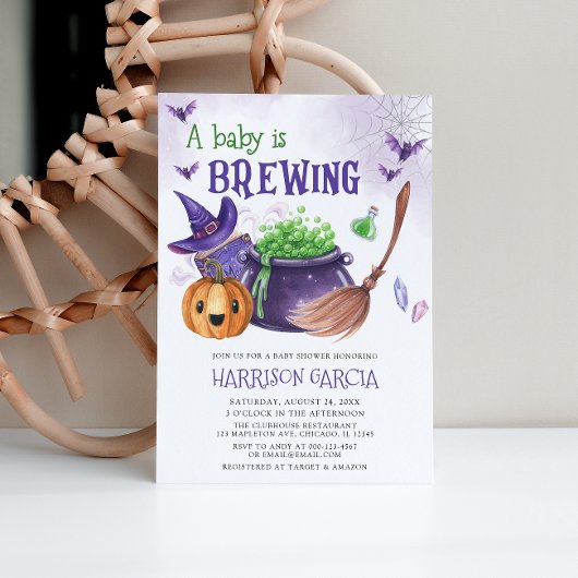 Een Baby breekt heks Halloween Baby shower Kaart