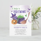 Een Baby breekt heks Halloween Baby shower Kaart (Staand voorkant)