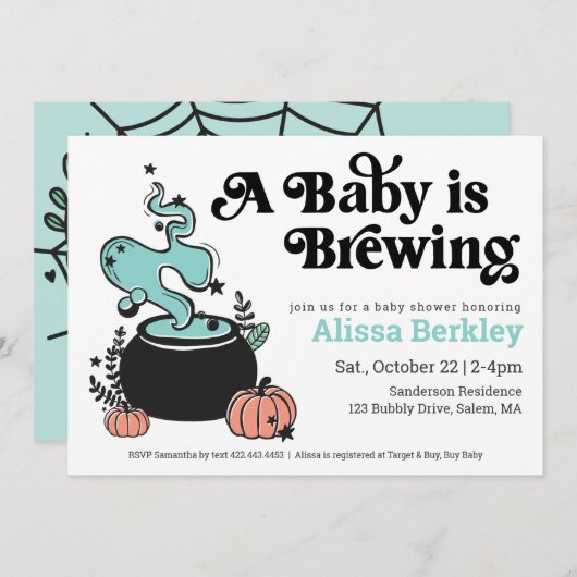 Een Baby breekt het Baby shower van Halloween uit Kaart (Voorkant / Achterkant)