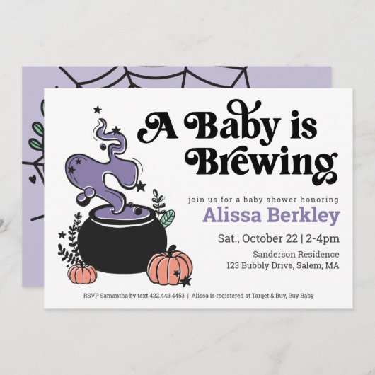 Een Baby breekt het Baby shower van Halloween uit Kaart (Voorkant / Achterkant)