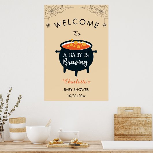 Een Baby breekt het Baby shower welkom van Hallowe Poster (Keuken)
