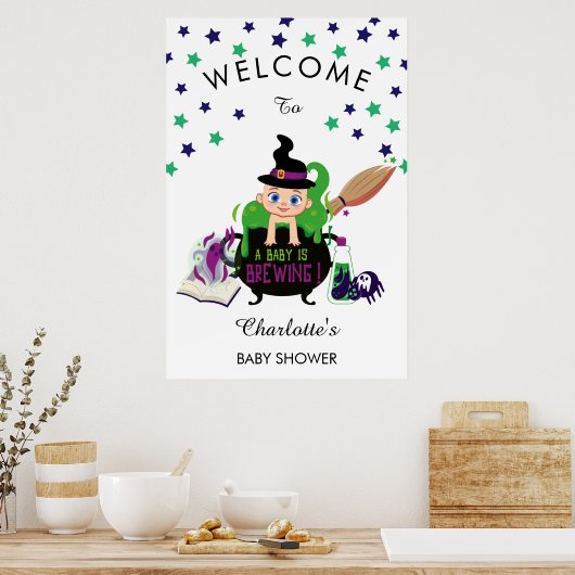 Een Baby breekt het Baby shower welkom van Hallowe Poster (Keuken)