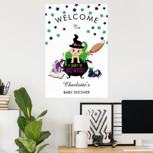 Een Baby breekt het Baby shower welkom van Hallowe Poster (Thuiskantoor)