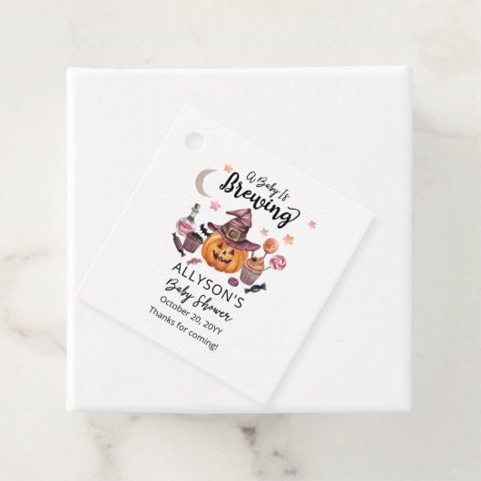 Een Baby breekt Jack-O-Lantern Halloween Shower Bedankjes Labels (In situ)