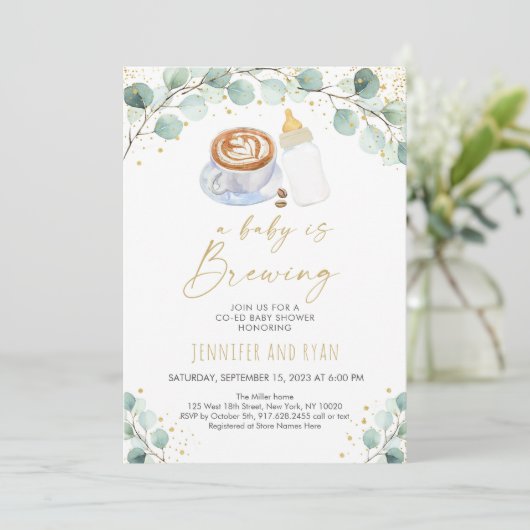 Een Baby breekt koffie-Baby shower Kaart (Staand voorkant)