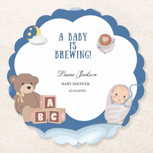 Een Baby breekt koffie-Baby shower Kartonnen Onderzetters (Voorkant)