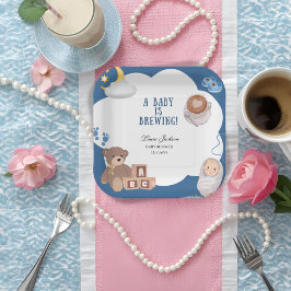Een Baby breekt koffie-Baby shower Papieren Bordje