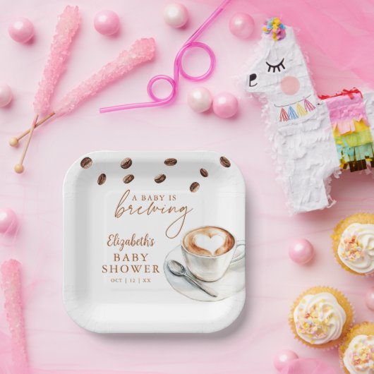 Een Baby breekt koffie-Baby shower Papieren Bordje (Feest)
