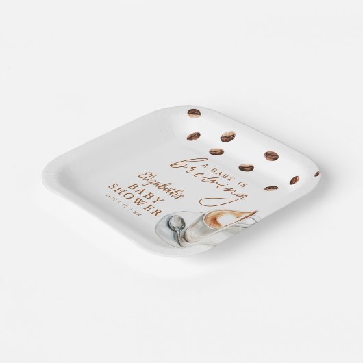 Een Baby breekt koffie-Baby shower Papieren Bordje (Gebogen)