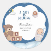 Een Baby breekt koffie-Baby shower Ronde Sticker (Voorkant)