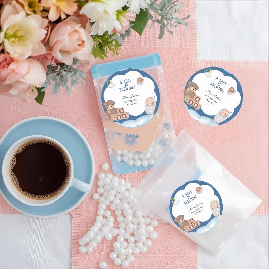 Een Baby breekt koffie-Baby shower Ronde Sticker