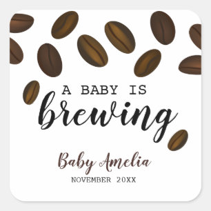 Een Baby breekt koffie-Baby shower Vierkante Sticker