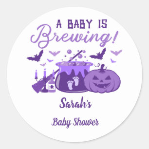 Een Baby breekt Paars Halloween Baby shower Ronde Sticker