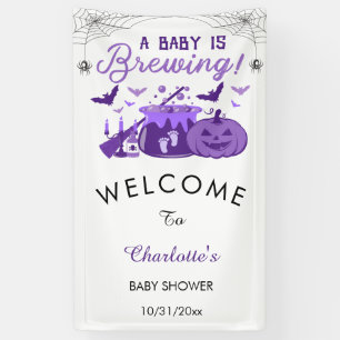 Een Baby breekt Paars Halloween Baby shower Spandoek