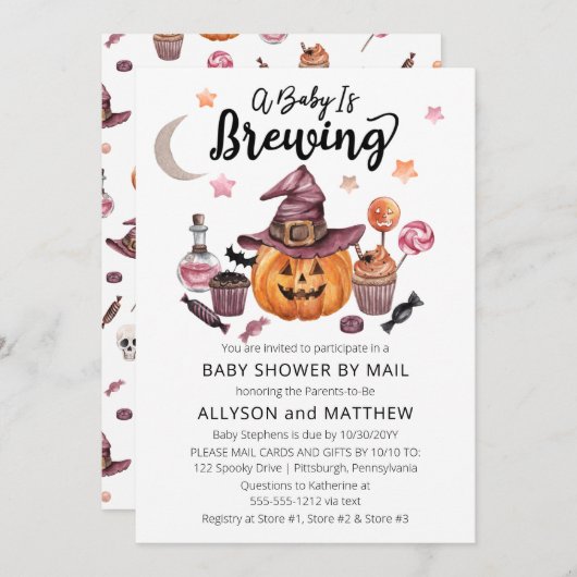 Een Baby breekt per post een halloween Shower Kaart (Voorkant / Achterkant)