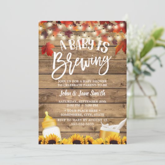 Een Baby breekt roestvast herfst lekt Baby shower Kaart (Staand voorkant)