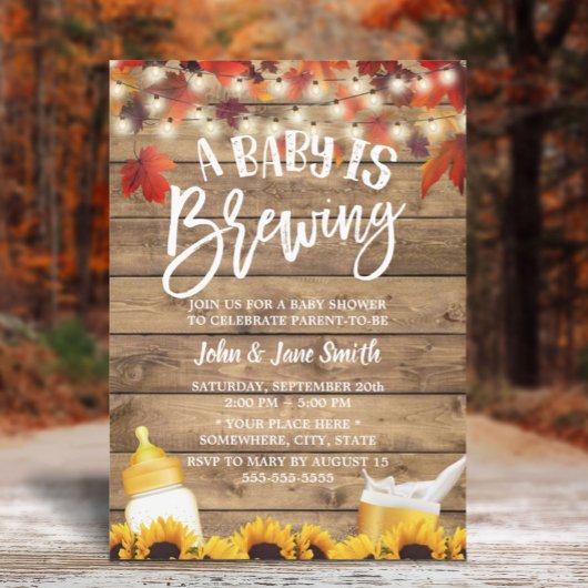 Een Baby breekt roestvast herfst lekt Baby shower Kaart