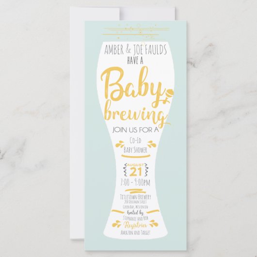 Een Baby brewing Co-Ed Brewery Baby shower nodigt  (Voorkant)