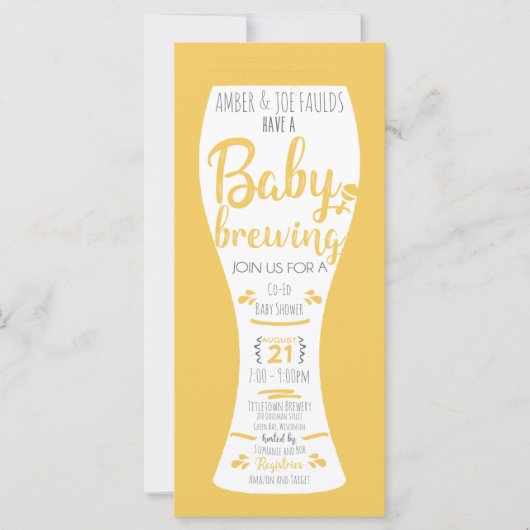 Een Baby brewing Co-Ed Brewery Baby shower nodigt (Voorkant)