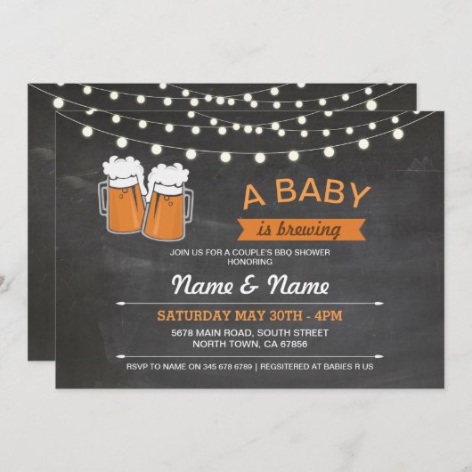 Een Baby-brouwerbier met lampglas nodigt uit Kaart (Voorkant / Achterkant)