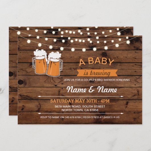 Een Baby-brouwerij met ruitenverlichting nodigt u  Kaart (Voorkant / Achterkant)