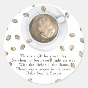 Een baby brouwt baby - gebedskaarslabel ronde sticker