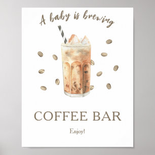 Een baby brouwt baby shower Coffiebar Poster