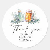 Een Baby brouwt Baby shower dank je Ronde Sticker (Voorkant)