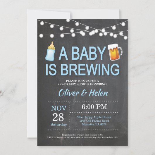 Een baby brouwt Baby shower Invitation Kaart (Voorkant)