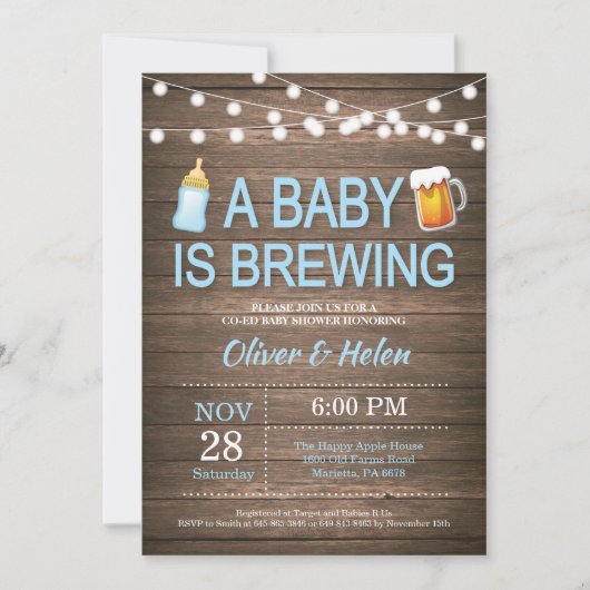 Een baby brouwt Baby shower Invitation Kaart (Voorkant)