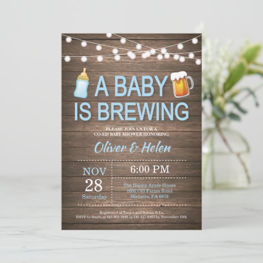 Een baby brouwt Baby shower Invitation Kaart (Staand voorkant)