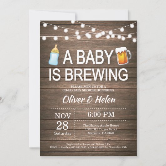 Een baby brouwt Baby shower Invitation Kaart (Voorkant)