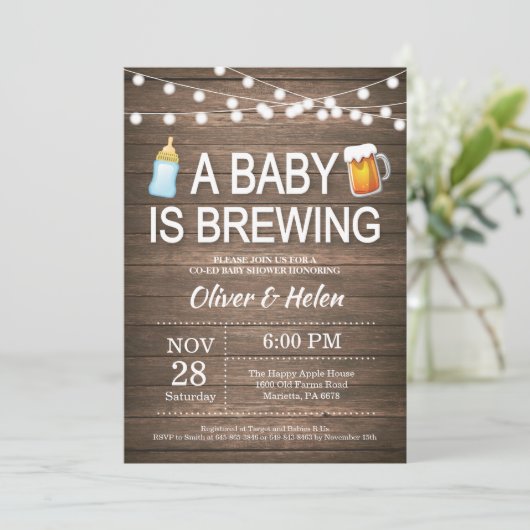 Een baby brouwt Baby shower Invitation Kaart (Staand voorkant)