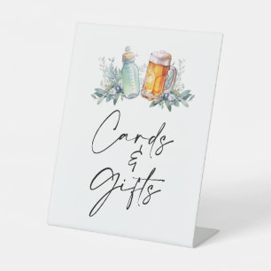 Een Baby brouwt Baby shower Kaarten en geschenken Reclamebord Met Voetstuk