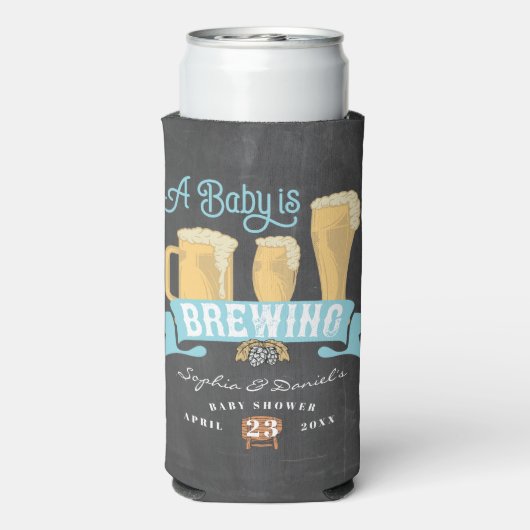 Een Baby brouwt Baby shower Koelbox Seltzer Blikjeskoeler (Seltzer Achterkant)