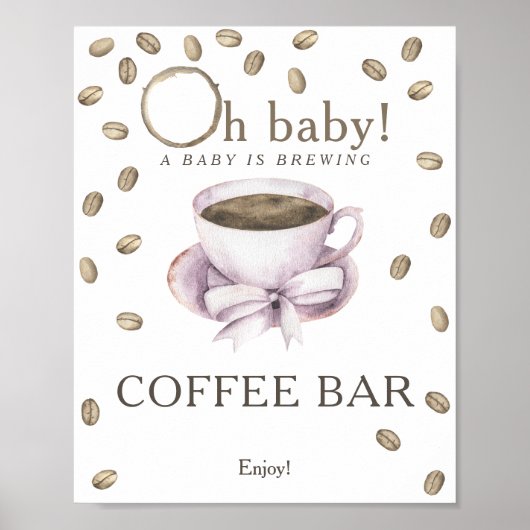 Een baby brouwt baby shower koffiebar poster (Voorkant)