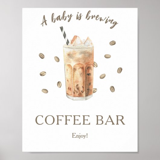 Een baby brouwt baby shower koffiebar poster (Voorkant)
