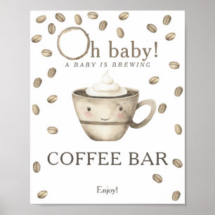 Een baby brouwt baby shower koffiebar poster