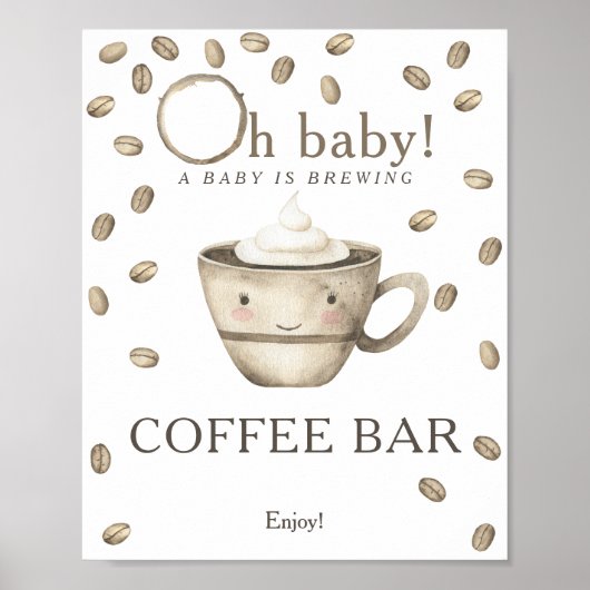 Een baby brouwt baby shower koffiebar poster (Voorkant)