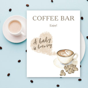 Een baby brouwt baby shower koffiebar poster