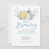 Een Baby brouwt Baby shower met fles- en biercode Kaart (Voorkant)