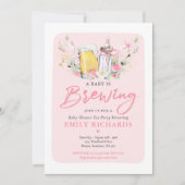 Een Baby brouwt Baby shower met fles- en biercode Kaart (Voorkant)